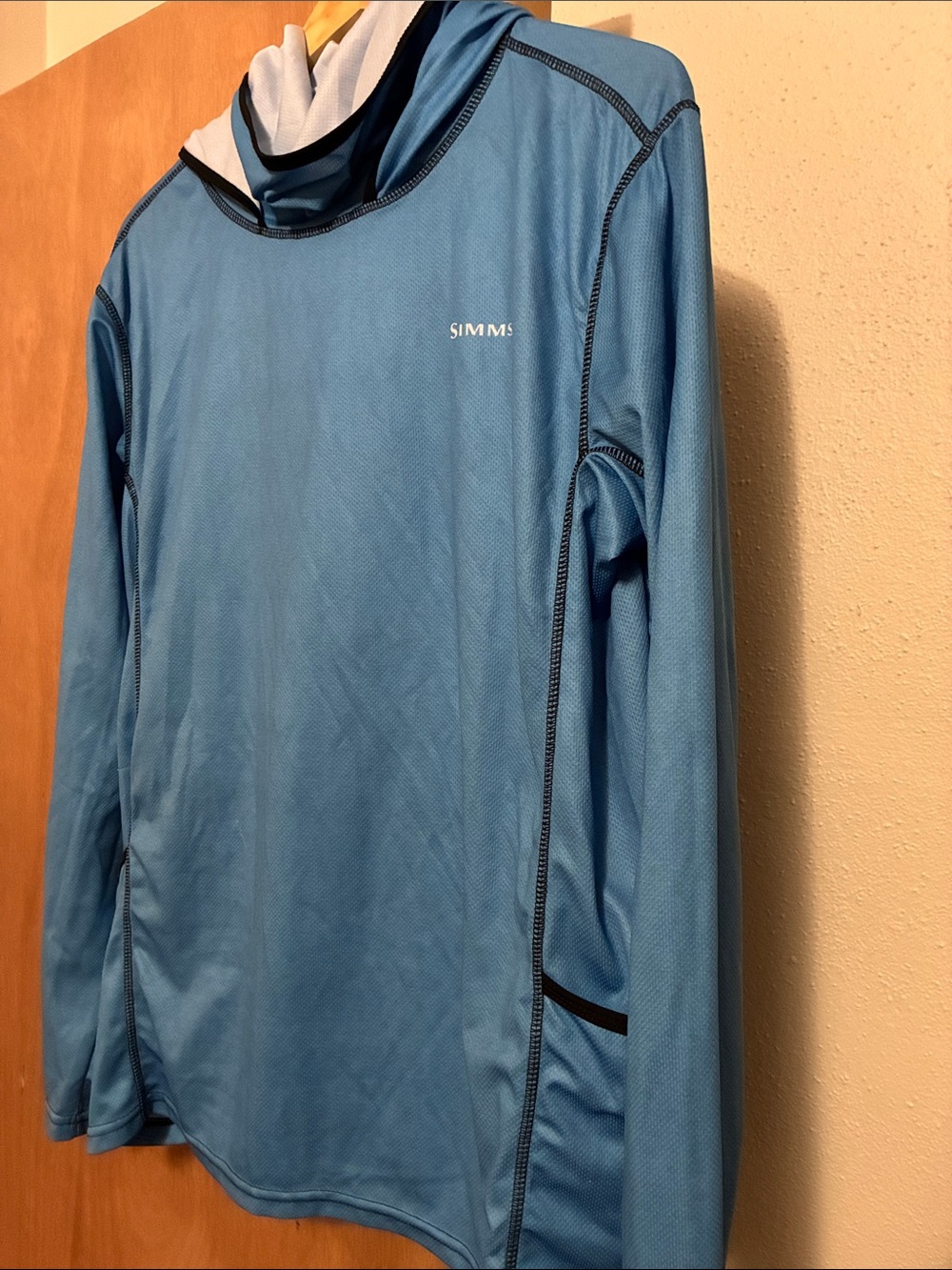 Simms Sky Blue Hooded Performance Fishing Shirt